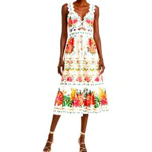 Farm Rio Dress | Bloom Garden Midi | XL | NWT
